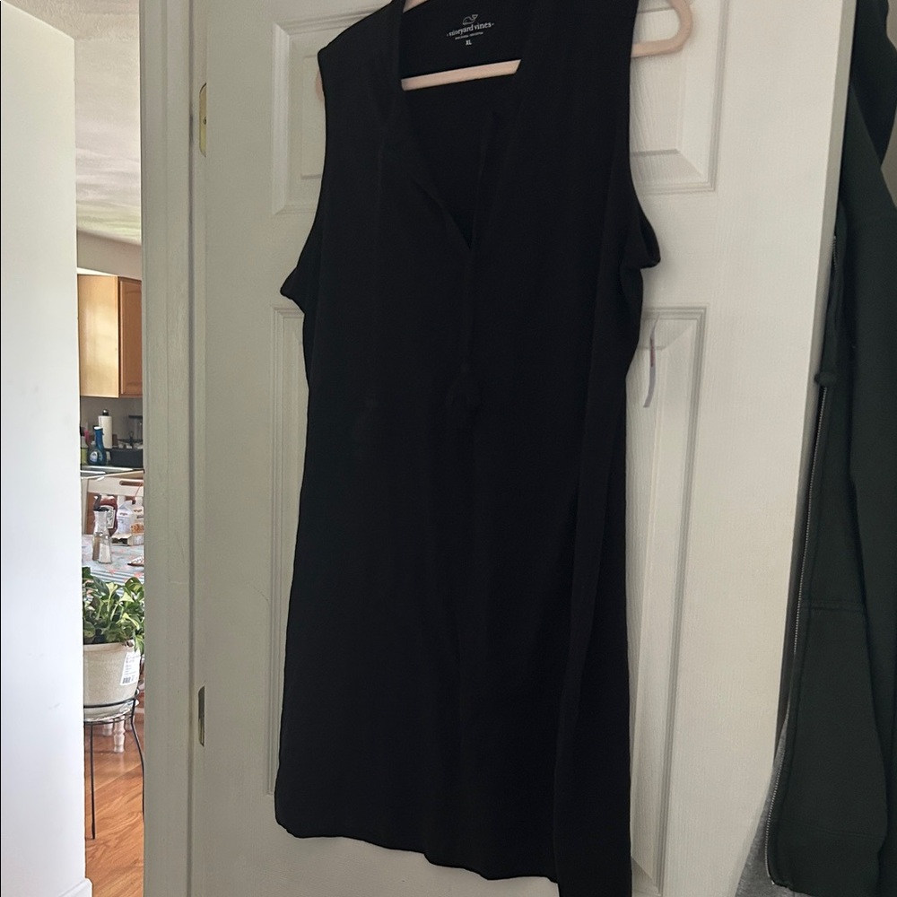 Vineyard Vines Black Sleeveless V-Neck Swim Coverup